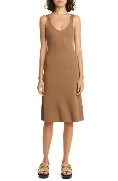 Vince Rib-knit Midi Tank Dress In Nile