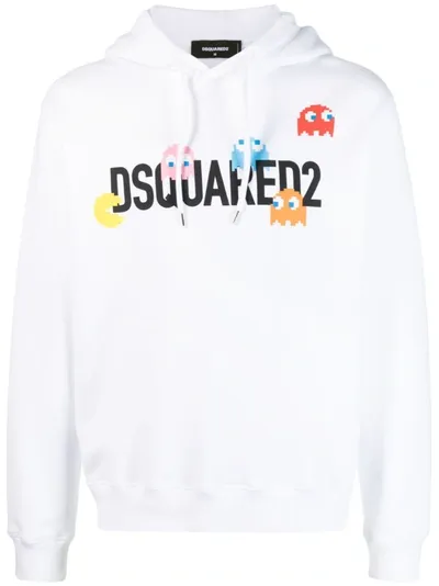 Dsquared2 Logo-print Cotton Hoodie In White