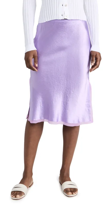 Vince Chiffon Trim Satin Bias Skirt In Purple