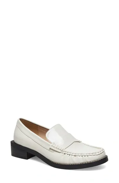 Silent D Lara Moc Toe Loafer In Oat Milk Crinkle Patent