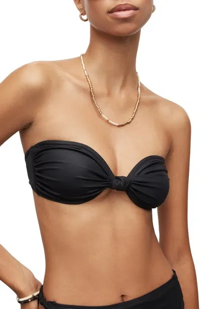 Allsaints Emma Bandeau Bikini Top In Liquid Black