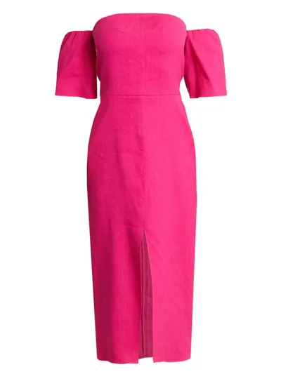 Isabel Marant Stony Off-shoulder Hemp Midi Dress In Fuchsia