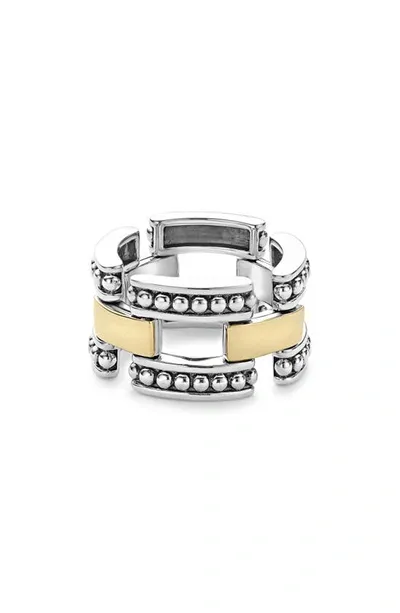 Lagos High Bar Link Band Ring In Two-tone