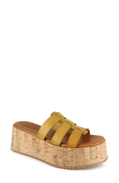 Candies Kalma Platform Slide Sandal In Mustard