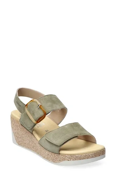 Mephisto Giulia Wedge Sandal In Light Khaki