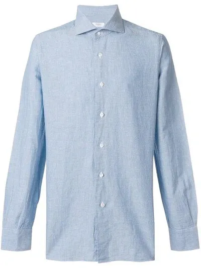 Barba Spread Collar Shirt In Blue