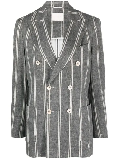 Circolo 1901 Double-breasted Striped Blazer In Black