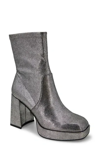 Kenneth Cole New York Block Heel Stretch Bootie In Pewter