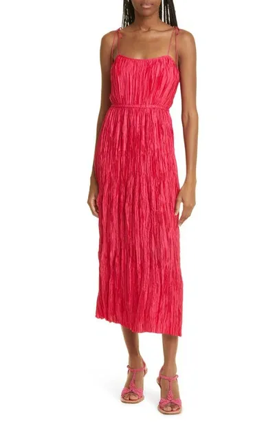 Ulla Johnson Orla Tie-shoulder Plissé Midi Dress In Orchid