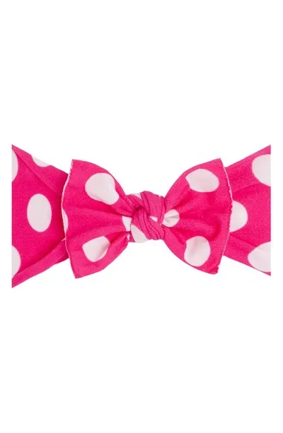 Baby Bling Babies' Print Knot Headband In Hot Pink Polka Dot