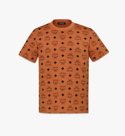 Mcm Maxi Monogram Print T-shirt In Organic Cotton In Cognac