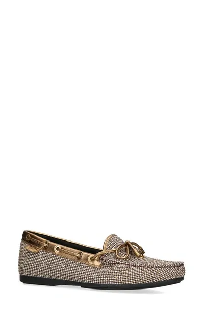 Kurt Geiger Houndstooth Eagle-head Moccasins In Dark Beige