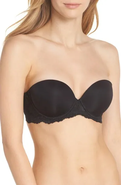 On Gossamer Beautifully Basic Strapless Multi-way Bra In Black