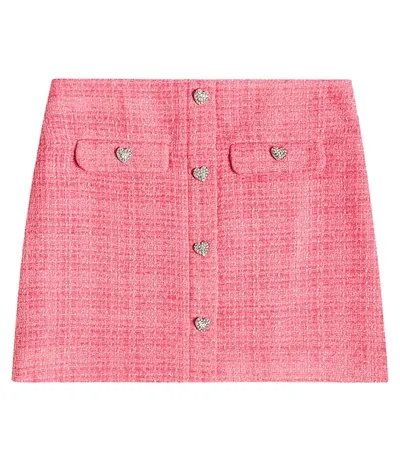 Self-portrait Kids' Embellished Bouclé Skirt In Pink