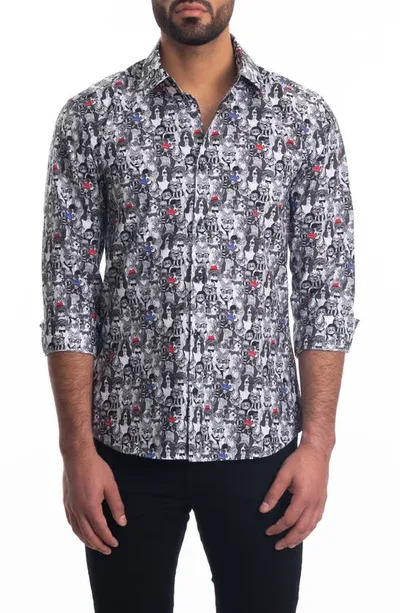 Jared Lang Trim Fit Print Cotton Button-up Shirt In Grey Print