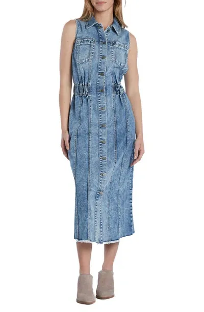 Wash Lab Denim Alice Sleeveless Denim Shirtdress In Mountain Blue