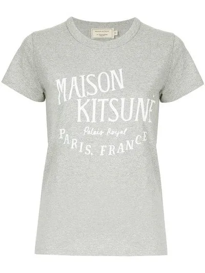 Maison Kitsuné Logo Print T-shirt In Grey