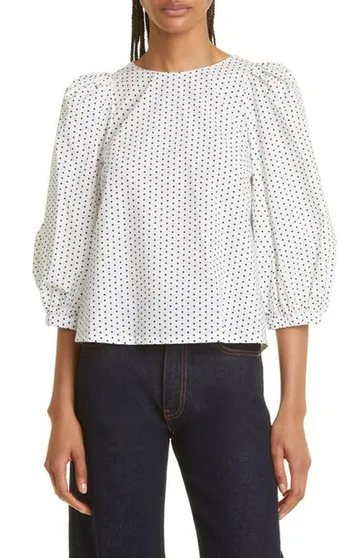 Molly Goddard Sandra Polka Dot Cotton Top In Black White