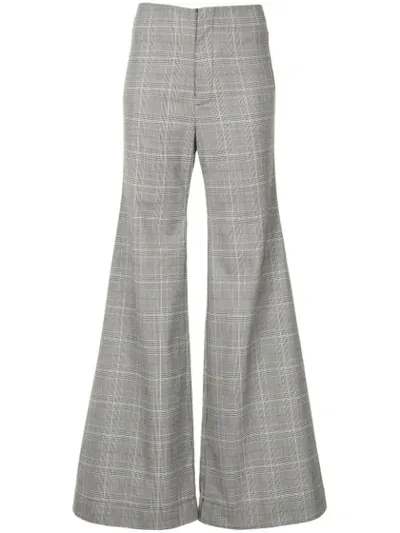 Georgia Alice Memory Prince Of Wales Check Flared Trousers In Grey