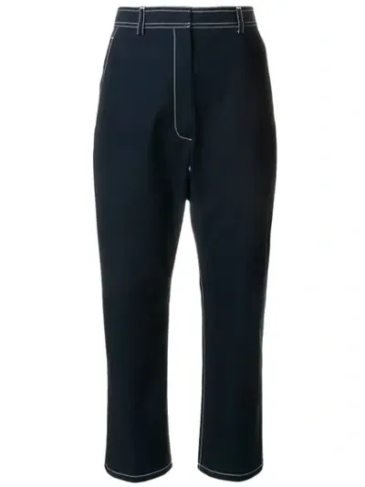 Thom Browne Contrast Stitch Trousers In Blue