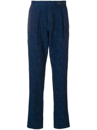 Pt01 Patterned Straight Leg Trousers In Blue