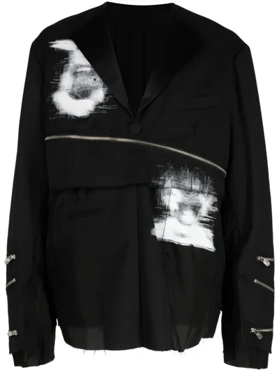 Takahiromiyashita The Soloist Graphic-print Zip-details Jacket In Black