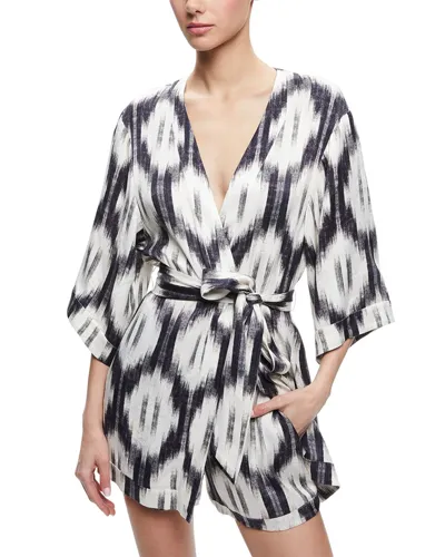 Alice And Olivia Domino Printed Satin-jacquard Kimono In Purple