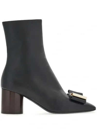 Ferragamo Double-bow Ankle Boot In Black