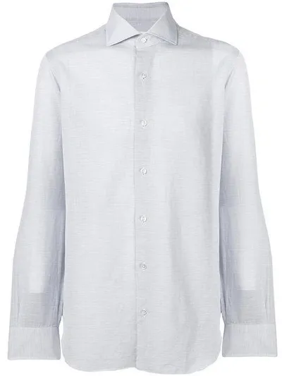 Barba Plain Button-down Shirt In Blue