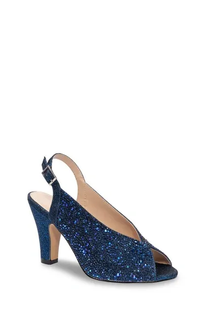 Paradox London Pink Glory Slingback Peep Toe Pump In Navy