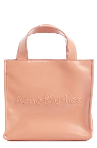 Acne Studios Pink Mini Logo Tote In Salmon_pink