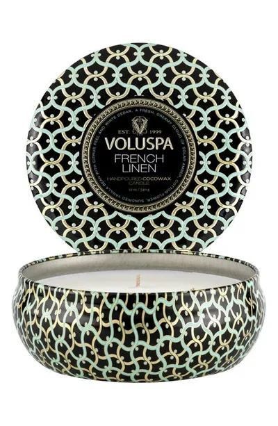 Voluspa French Linen Three-wick Tin Candle