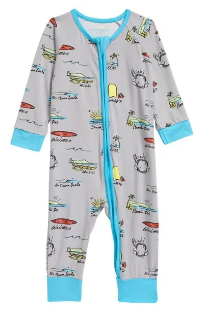 Coco Moon Babies' Surf Report Romper In Gray