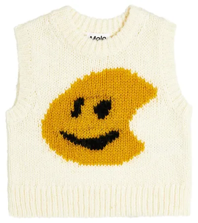 Molo Kids' Gertrude Intarsia-knit Vest In White