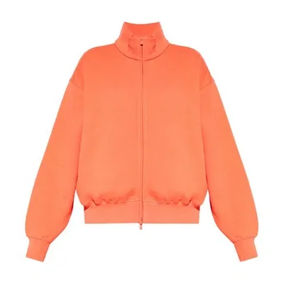 Essentials Fear Of God  Logo Printed Zipped Sweatshirt In Coral