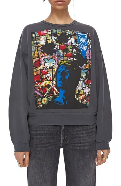 Mother Bowie X  The Drop Square Graphic Crewneck Sweatshirt In Black