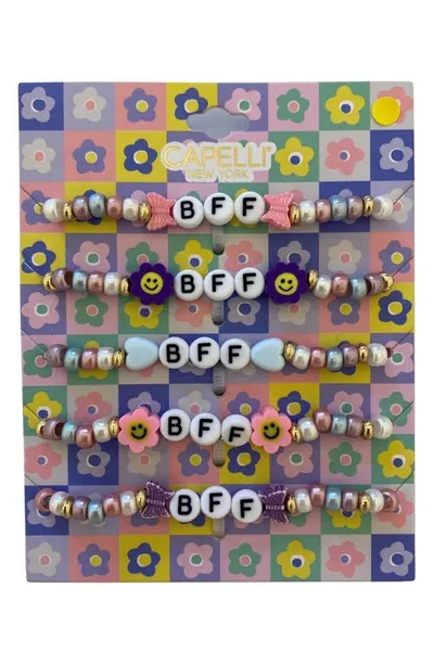 Capelli New York Kids' Assorted Set Of 5 Bff Bracelets In White Multi