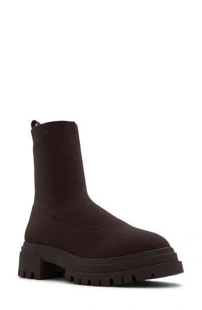 Aldo North Knit Platform Boot In Dark Brown