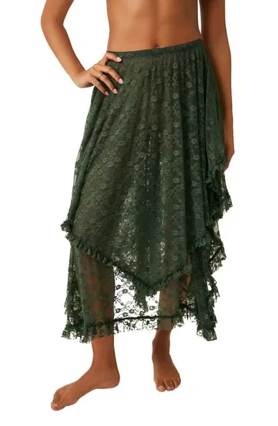 Free People French Courtship Lace Half Slip In Green