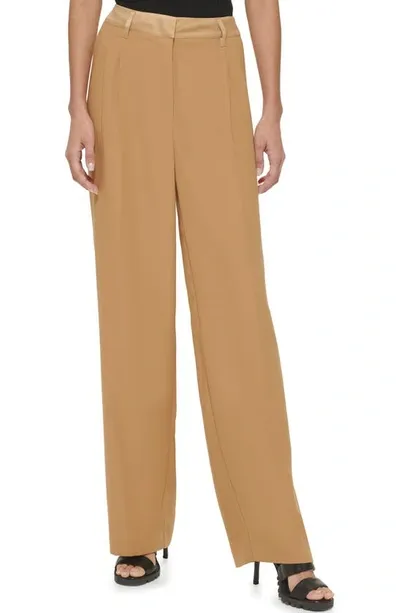 Dkny Mix Media Wide Leg Pants In Pecan