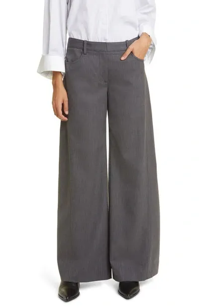 Twp Joanna Wide-leg Pants In Wool In Charcoal Heather