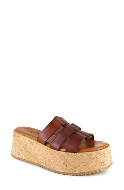 Candies Kalma Platform Slide Sandal In Tan