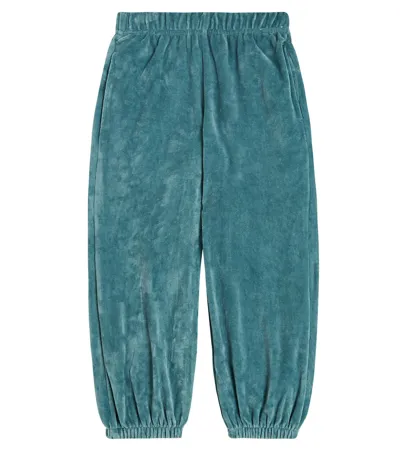 Molo Kids' Adriana Velour Track Pants In Blue