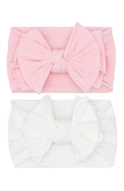 Baby Bling Babies' 2-pack Fab-bow-lous Headbands In Pink White