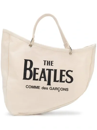 Comme Des Garçons Shopper Mit Slogan In Neutrals