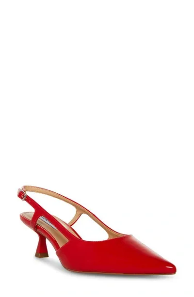 Steve Madden Legaci Red Patent Pointed-toe Kitten Heel Slingback Pumps