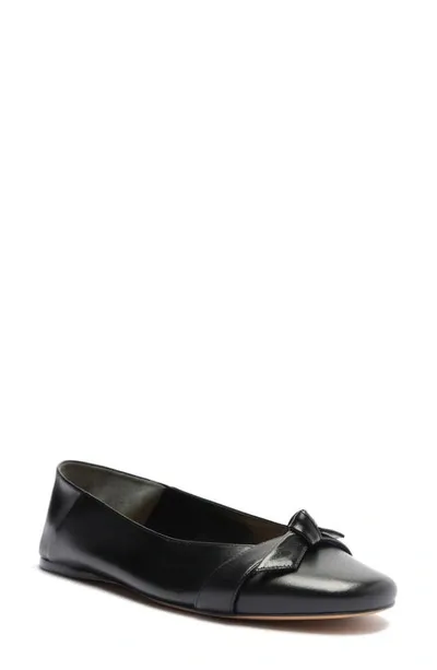 Alexandre Birman Clarita Leather Bow Ballerina Flats In Black