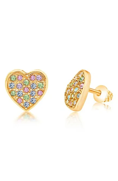 Chanteur Kids' Heart Stud Earrings In Gold Multi