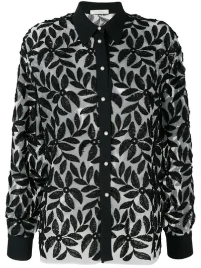 Mantù Floral Appliqué Shirt In Black