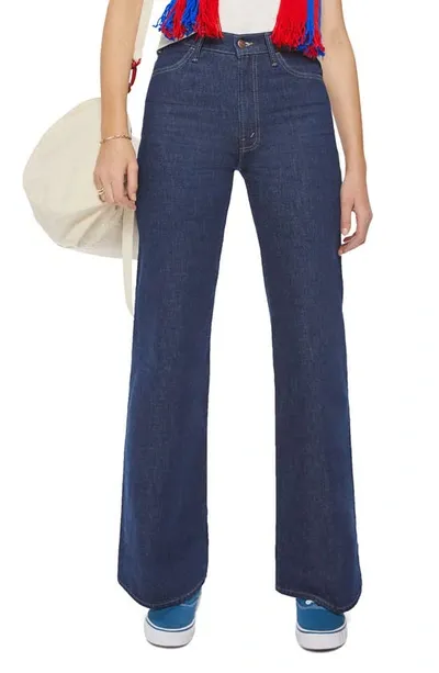 Mother The Hustler Roller Bonafide Heel Wide Leg Jeans In Blue